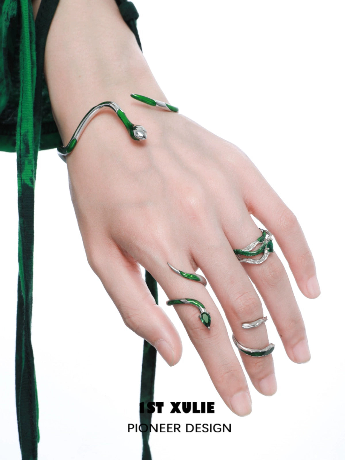Y2K Slytherin snake bracelet featuring a unique design with green accents and a stylish snake motif