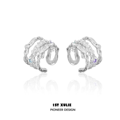 Stylish 1ST XULIE zircon ear cuffs featuring a unique twisted design with colorful accents