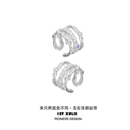 Stylish 1ST XULIE zircon ear cuffs with unique wave design for elegant ear accessories