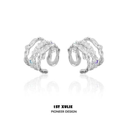 Stylish 1STXULIE zircon ear cuffs with a unique twisting design featuring colorful stones