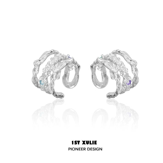 Stylish 1STXULIE zircon ear cuffs with a unique twisting design featuring colorful stones
