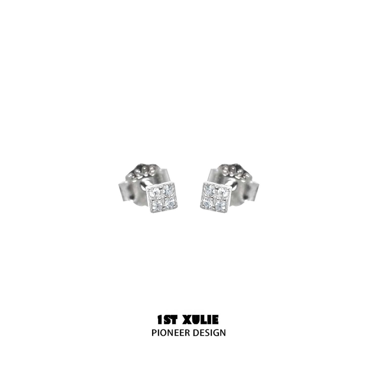 Elegant 1STXULIE zircon stud earrings for women with a sparkling square design