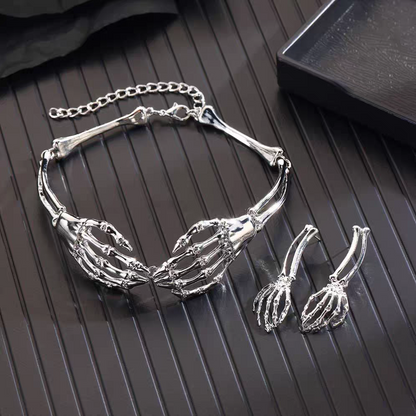 Punk Skull Hand Necklace
