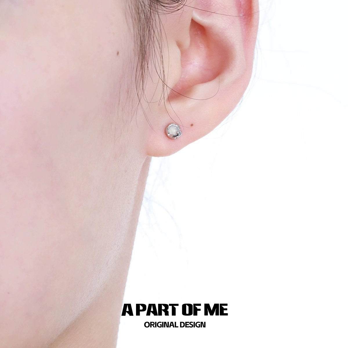 Frosted Whisper Agate Stud Earrings