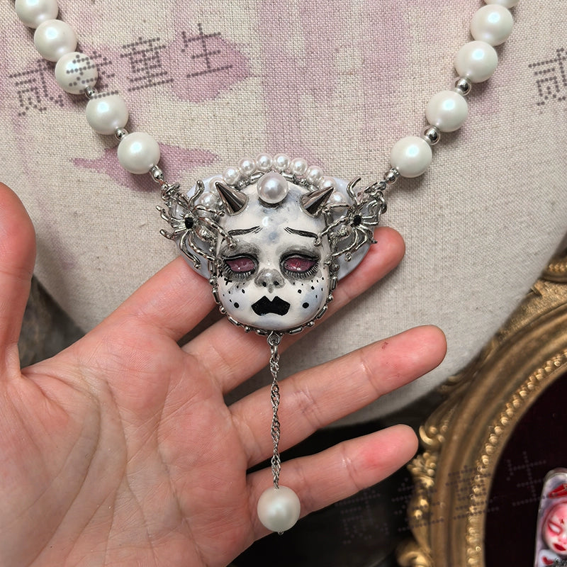 Necklaces-Ersan Tongsheng Original Design Dark Subculture Punk Style Imitation Treasure Sweater Chain Necklace Niche