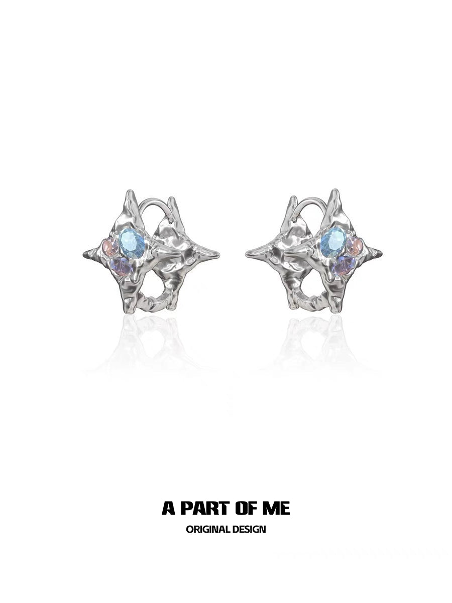 Rainbow Zircon Star Stud Earrings