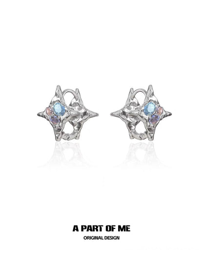 Rainbow Zircon Star Stud Earrings