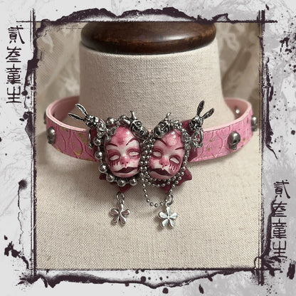 Choker-Ersan Tongsheng original Chinese punk niche design collarbone chain choker neck chain retro doll dark necklace