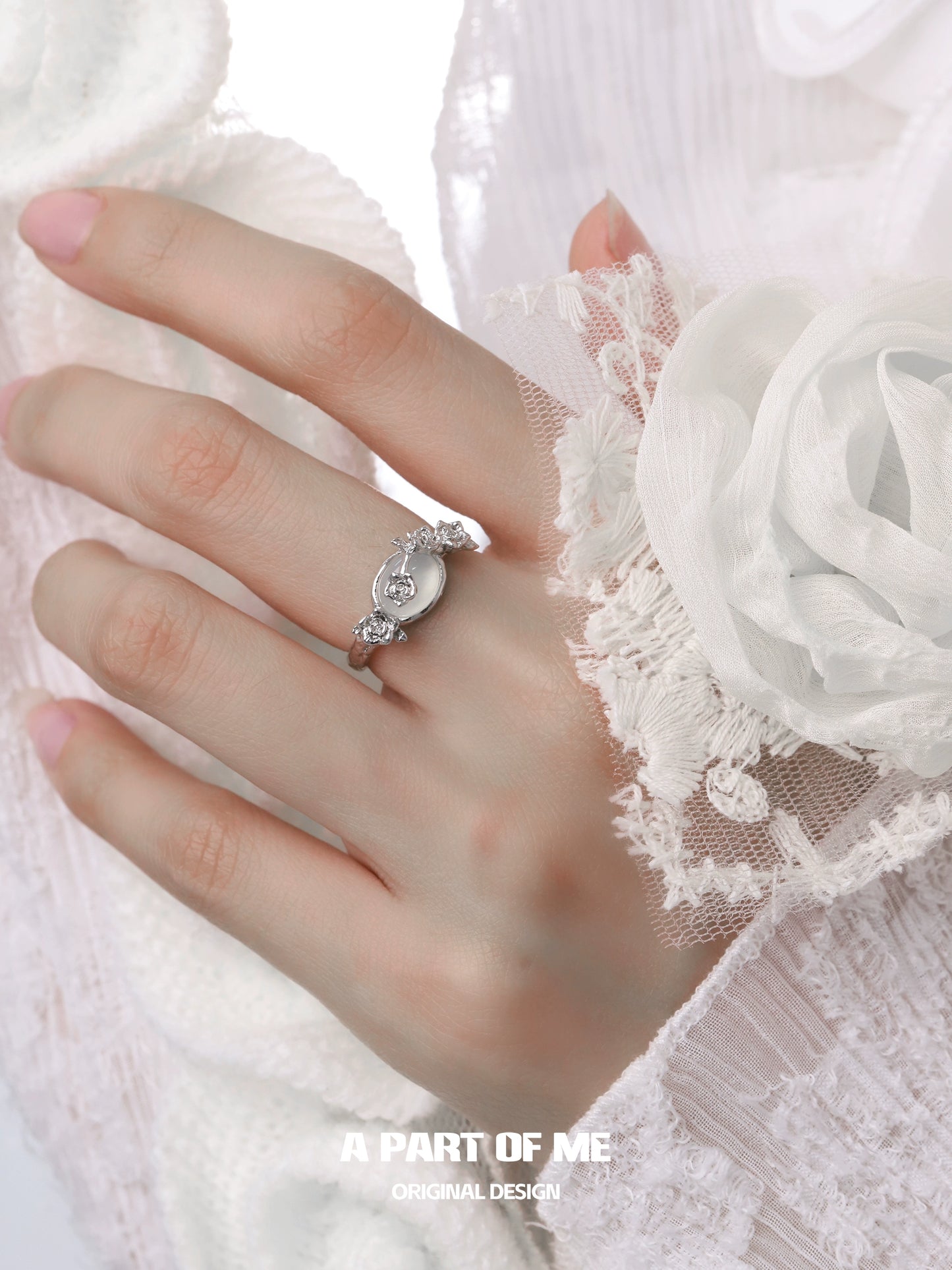 Silver Rose Agate Ring