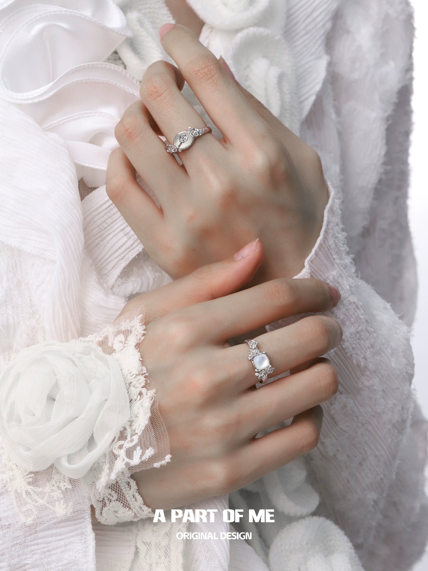 Silver Rose Agate Ring