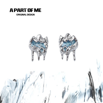 Frosted Glacier Blue Stud Earrings