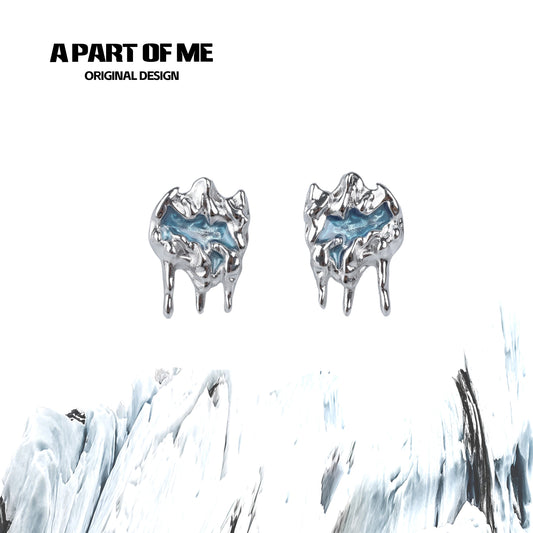 Frosted Glacier Blue Stud Earrings
