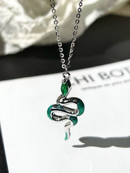 "Green Snake Dreams" Zircon Necklace