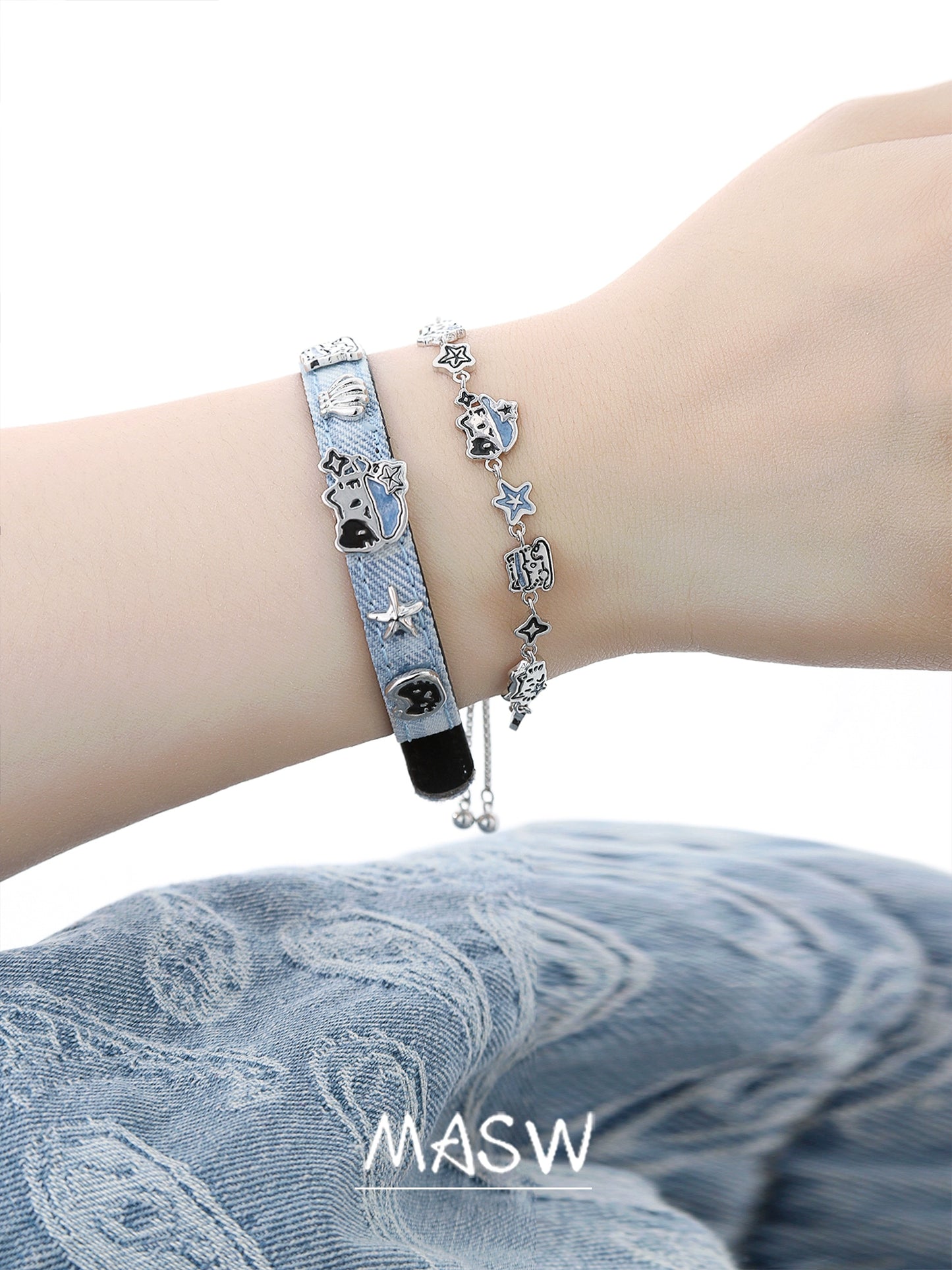 Whimsical Cat Shell Bracelet
