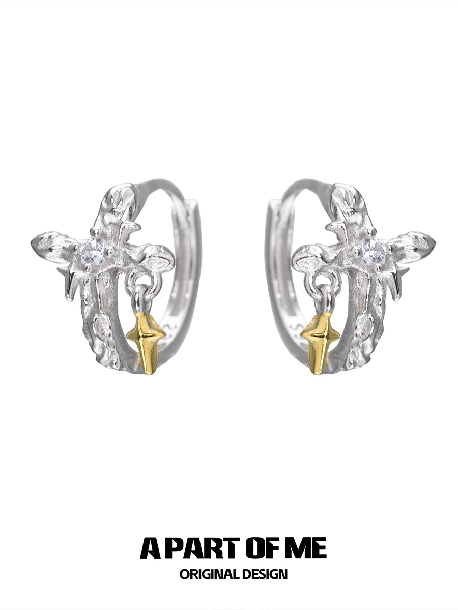 Luminous Cross Silver Earrings
