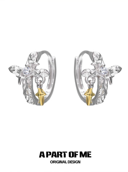 Luminous Cross Silver Earrings