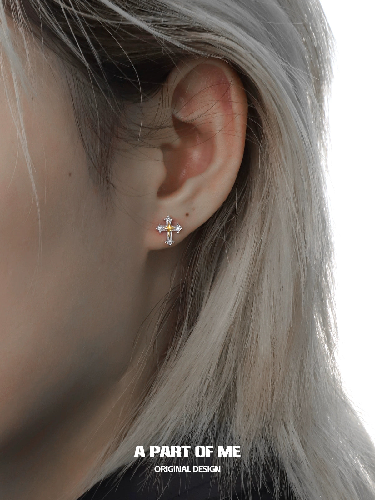 Diamond-set Cross Earrings