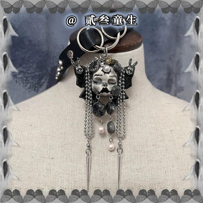 Choker - Original Necklace Butterfly Doll Handmade Niche Gothic Diablo Heavy Metal Punk Collar Choker