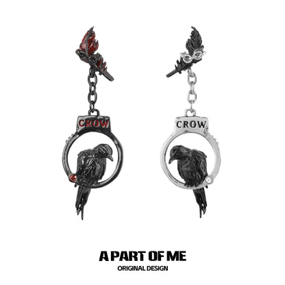 Gothic Crow Handcuff Earrings