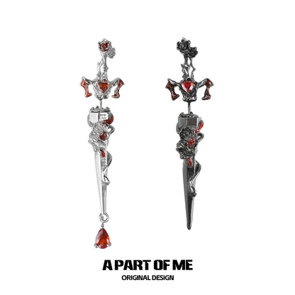 Rose Sword Piercing Earrings