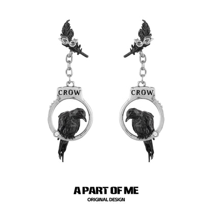 Gothic Crow Handcuff Earrings