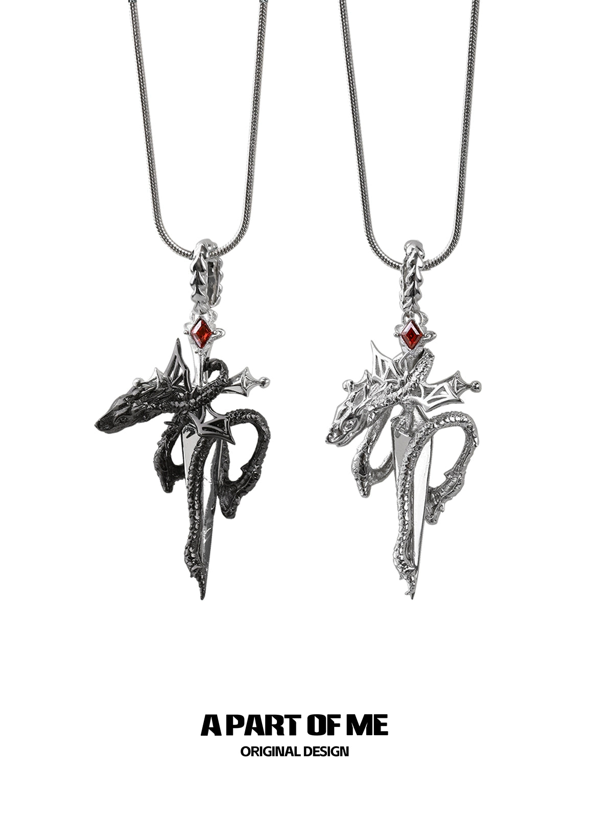 Ruby Dragon Sword Necklace