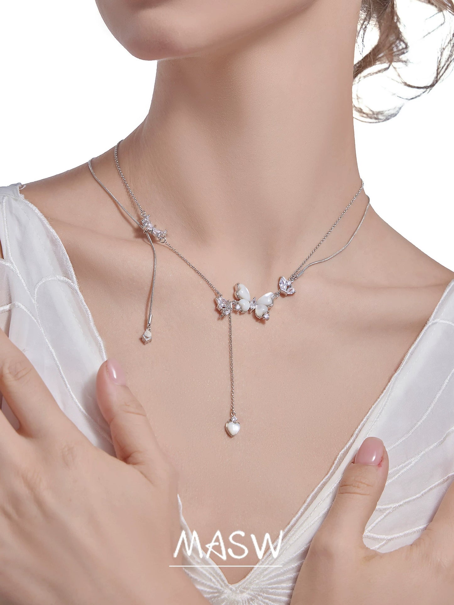 White Fritillary Butterfly Necklace