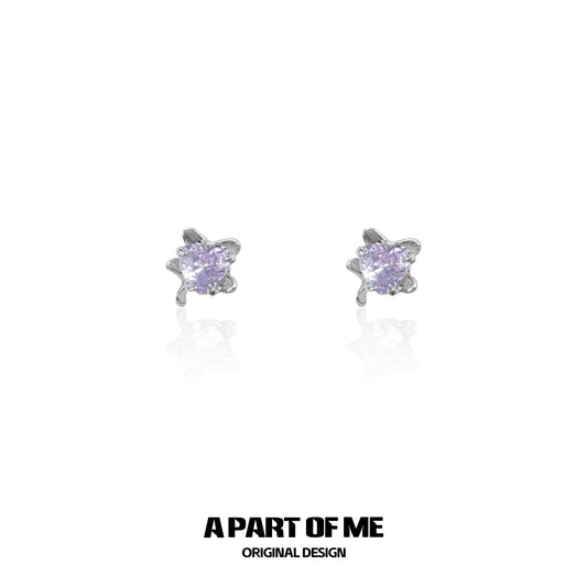 Purple Rose Heart Earrings