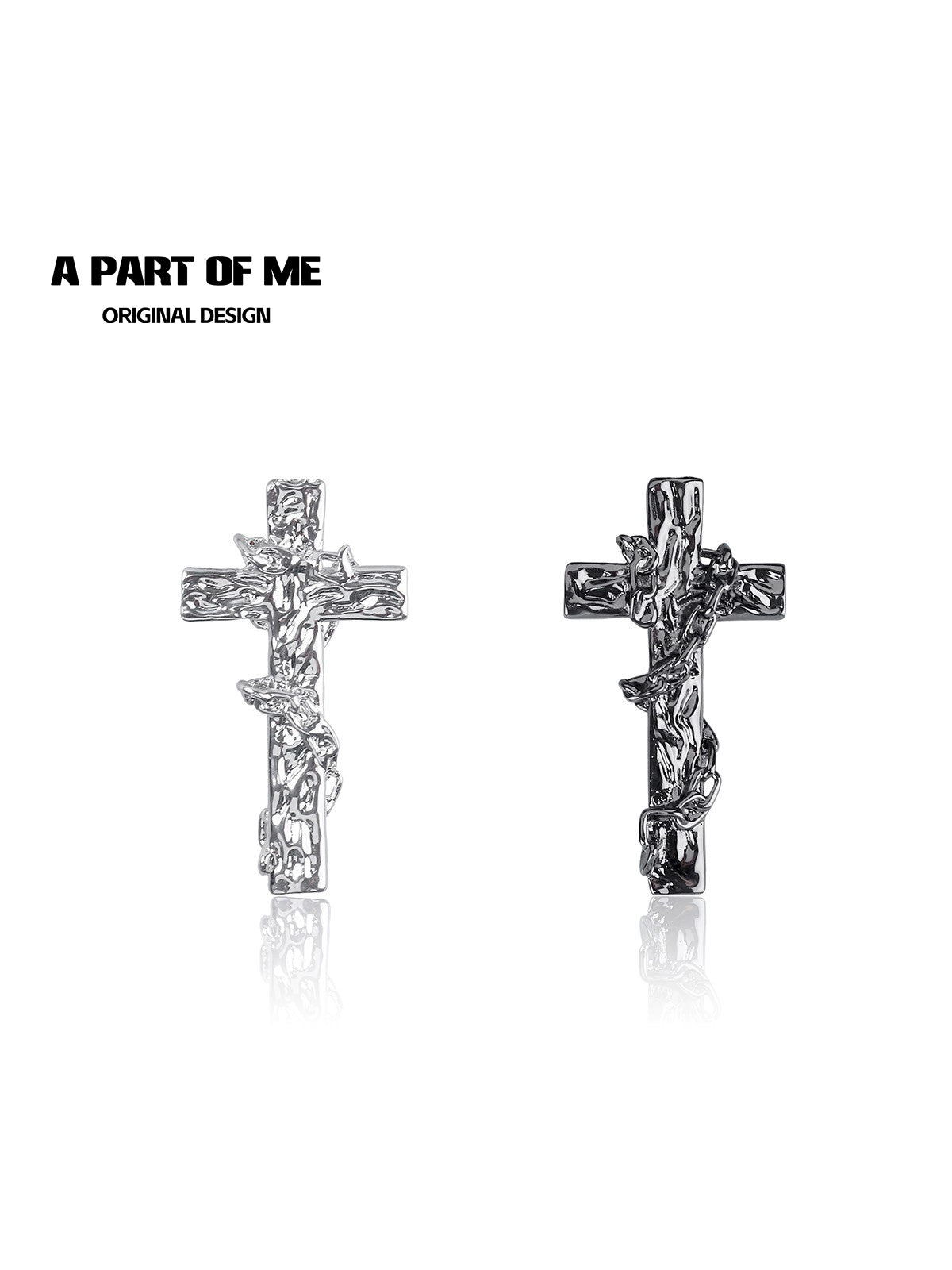 Textured Rattan Cross Earrings