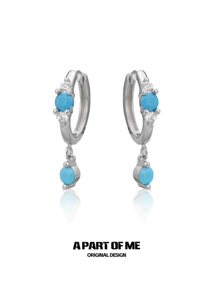 Snow Vein Turquoise Hoops Earrings