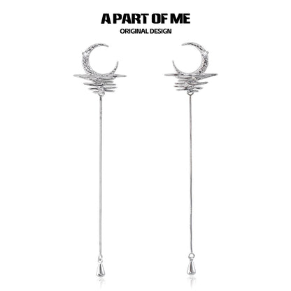Diamond Fringe Moon Earrings