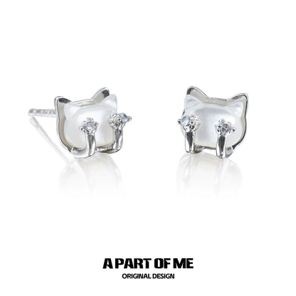 Lively Cat Ear Silver Earrings