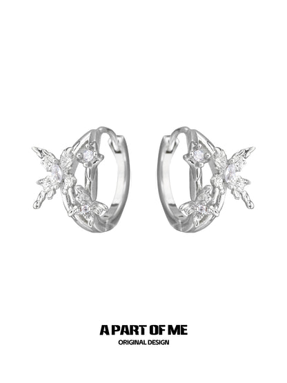Diamond-Set Butterfly Ear Buckles