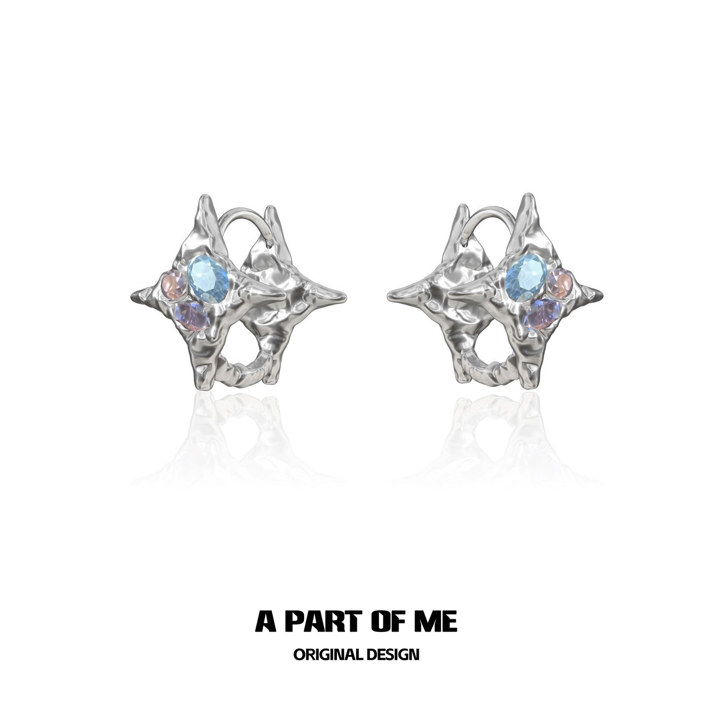 Rainbow Zircon Star Stud Earrings