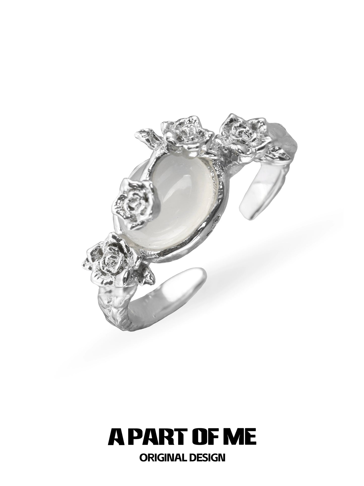 Silver Rose Agate Ring