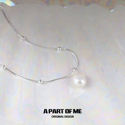 Minimalist Baroque Pearl Necklace