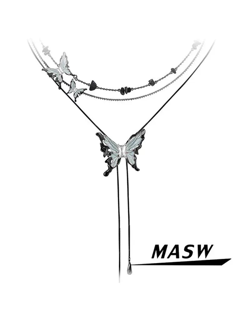 Ink-Style Butterfly Necklace