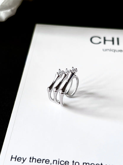 "Bone Deed" Zircon Bone Ear Clip