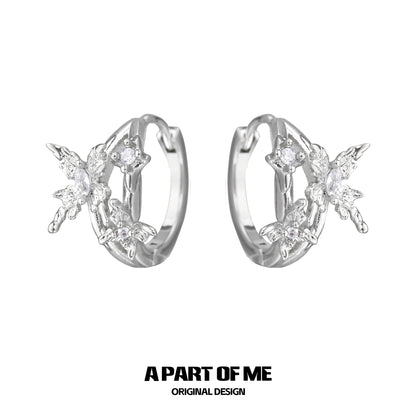Diamond-Set Butterfly Ear Buckles