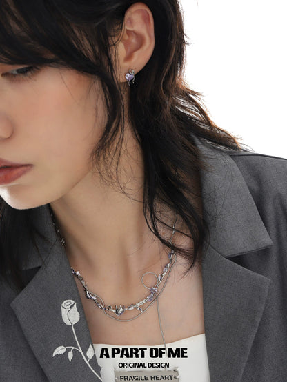 Love Purple Rose Necklace