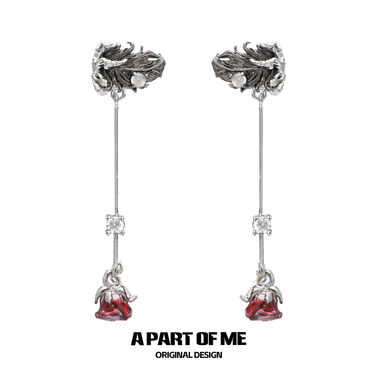 Feather Rose Zircon Ear Cuffs