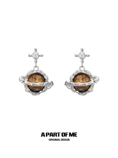 Tiger Eye Saturn Earrings