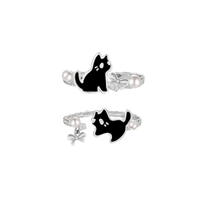 Black Cat Pearl Ring