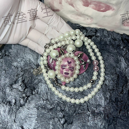 Necklaces-Ersan Tongsheng Original Heavy Industry Original Design Love Beaded Niche Spice Girl Earrings Heavy Industry Necklace