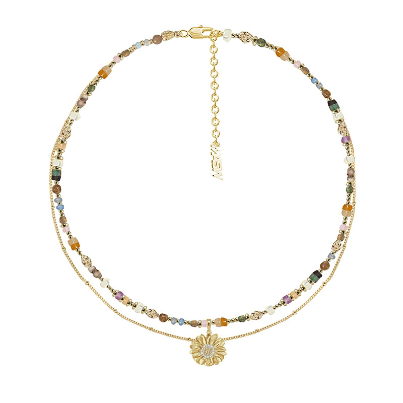 Colorful Beaded Daisy Necklace