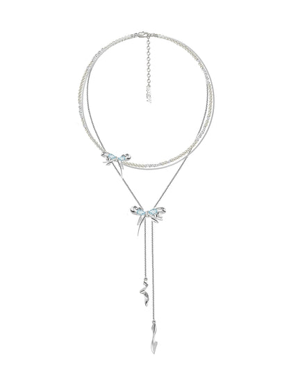 Blue Butterfly Pearl Necklace