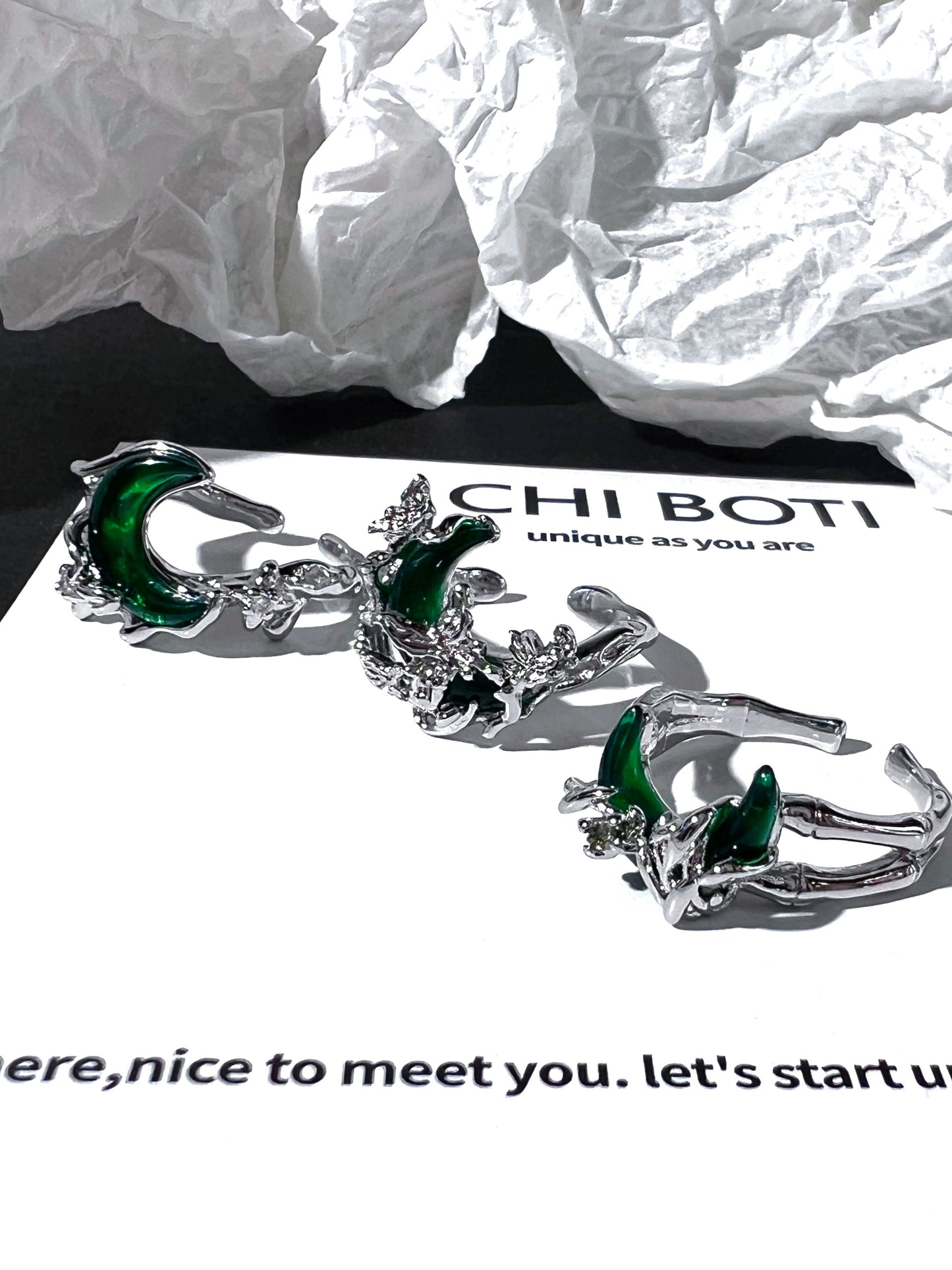 "Green Moon" Wrap Ring