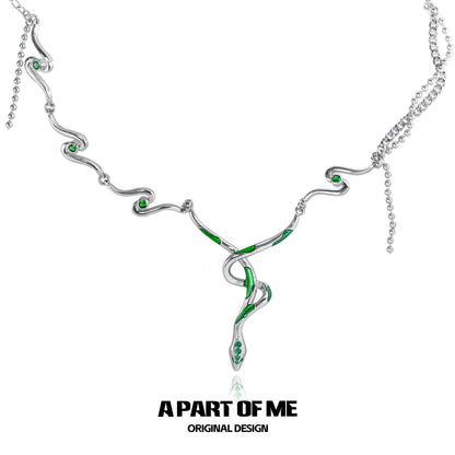 Slytherin Green Serpent Coil Necklace