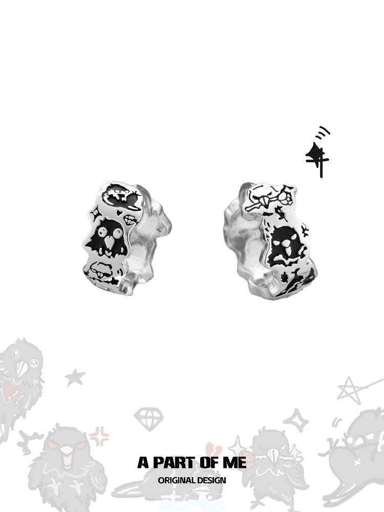 Cool Hand-Painted Crow Earrings