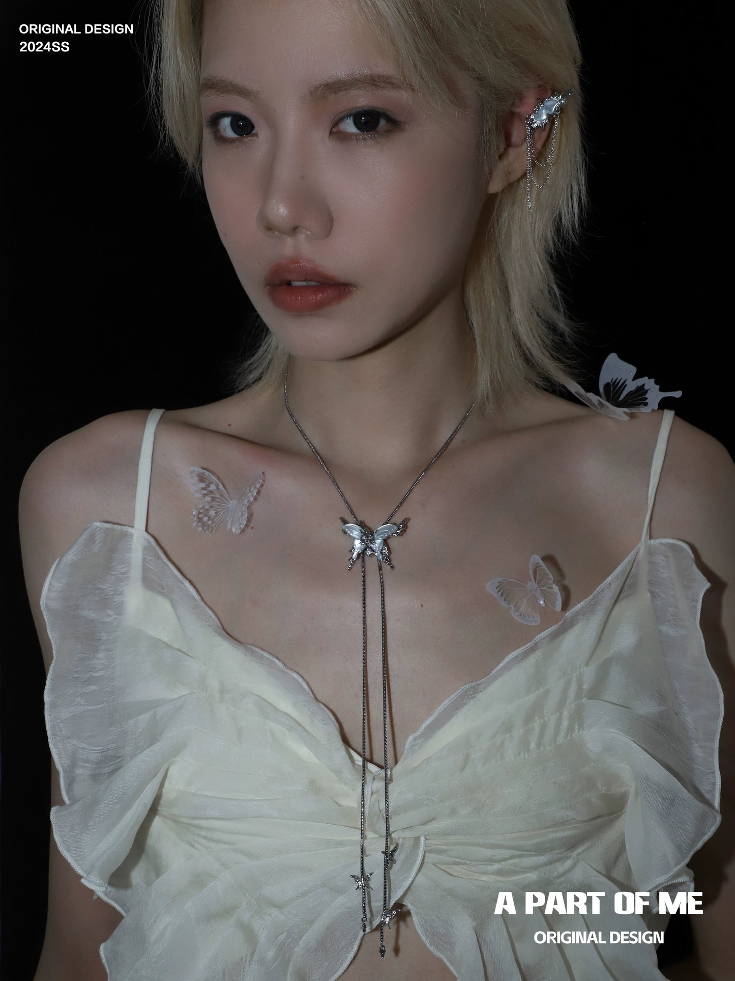 Shattered White Butterfly Necklace